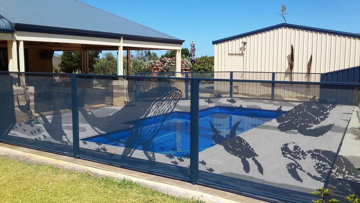 Custom design pool fencing in Textured Deep Ocean, Queensland